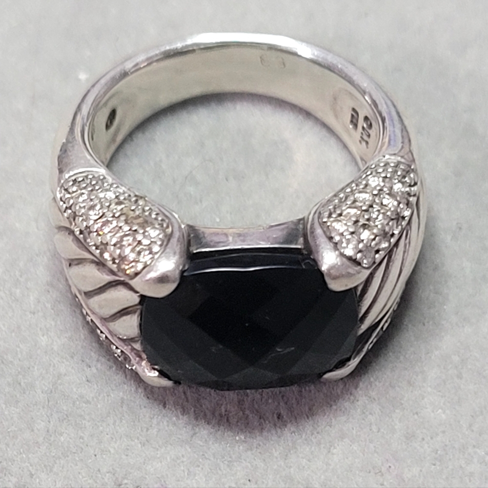 David Yurman Onyx Diamond Ring 6